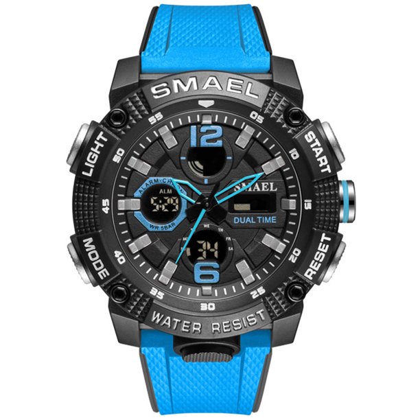 Mirar SMAEL 8039 Multifuncional Deporte Hombres Estudiantes Reloj de pulsera 50M Impermeable Quart + Reloj digital de doble pantalla con Luminoso / Alarma / Cronómetro / Semana / Fecha SMAEL Mirar