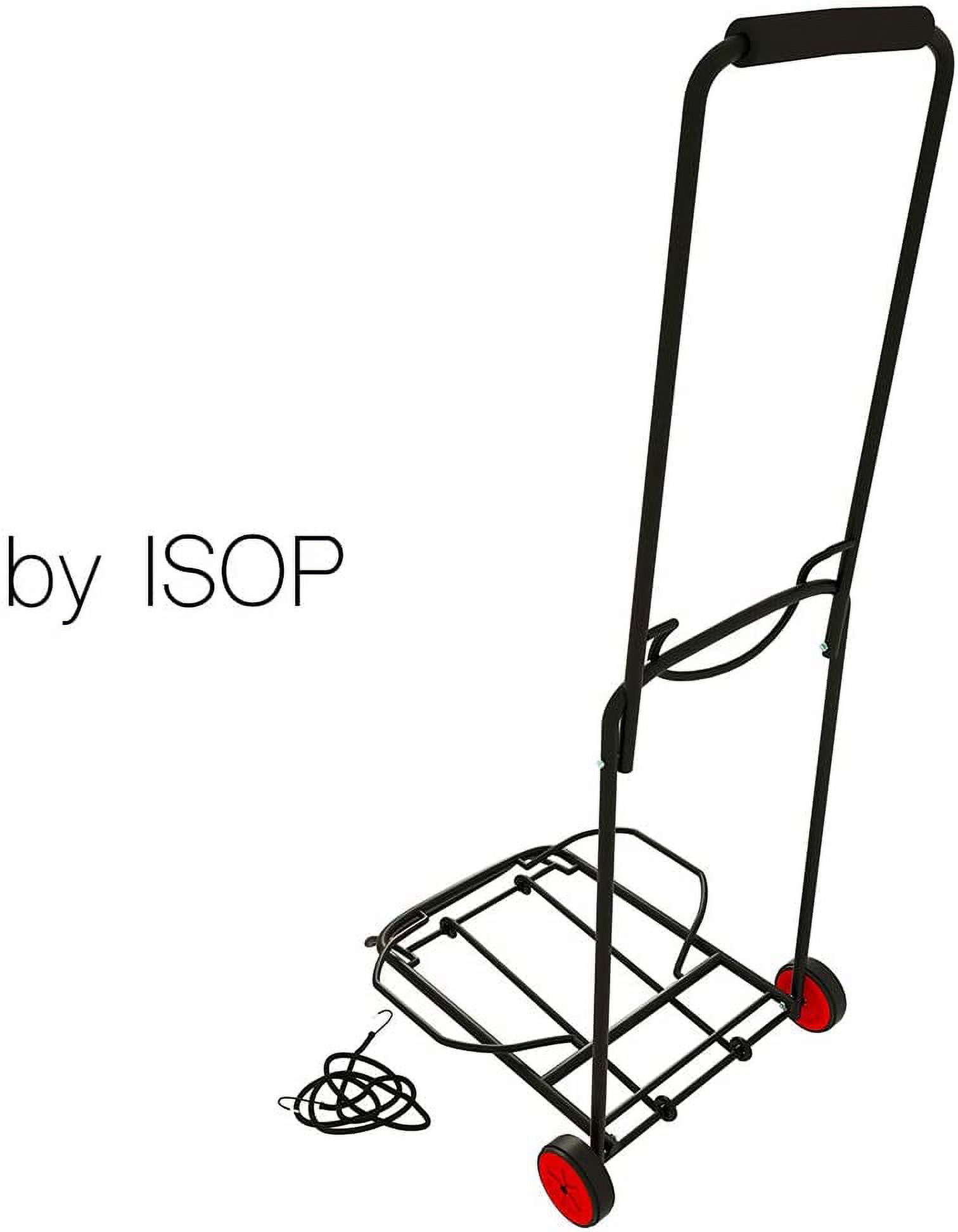 ISOP Folding Dolly Cart - Hand Truck - Compact Lightest Trolley - 2 Wheels, 80 lb, Elastic Cord Included - image 4 of 8