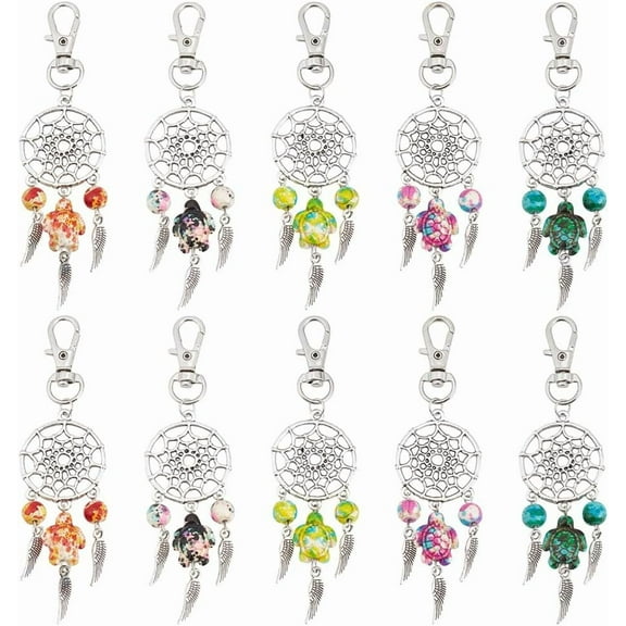 Dream Catcher Keychain Charm Pendants Sea Ocean Beads Wall Decor Hanging ornament DIY