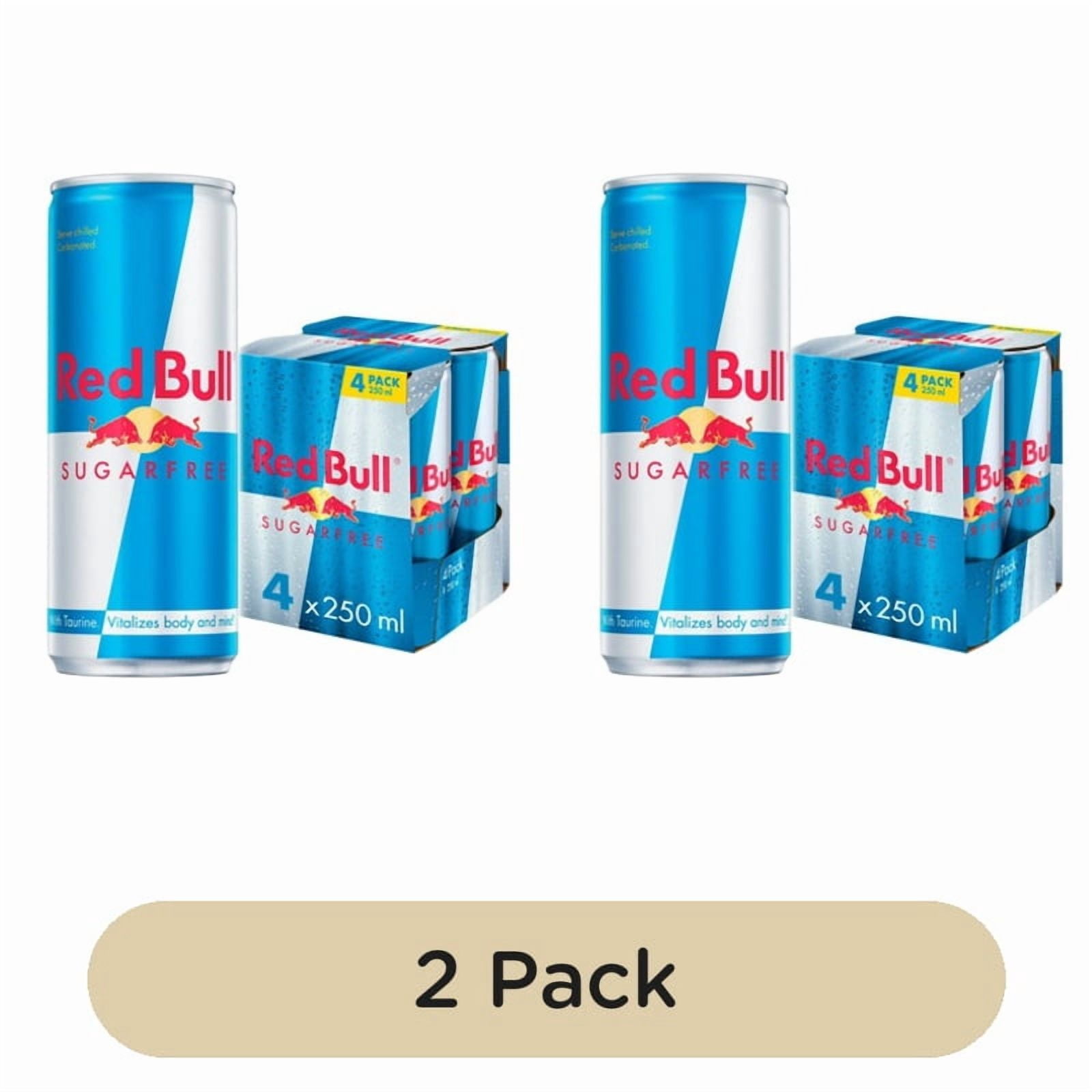 Red Bull Energy Drink Sugar Free 4 x 250ml, British Import (Pack of 2)
