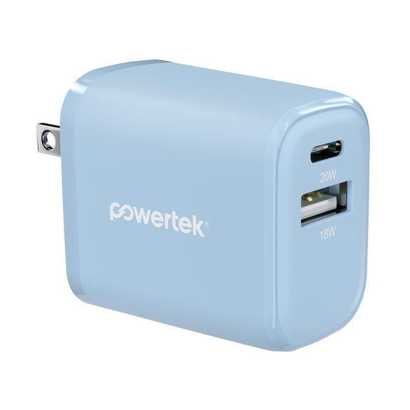 Liquipel Powertek Pastel Braided 20W Combo Wall Charger - Blue