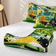 thumbnail image 4 of Castle Fairy Graffiti Garbage Truck Twin Quilt Set for Boys,Splash Art Twin Coverlet Set for Bedroom,Green Yellow, 4 of 7
