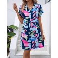 thumbnail image 5 of Womens Summer Shirt Dress Short Sleeve Floral Shift Dress Casual Loose Flowy Beach Sundress Deep M, 5 of 9