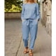 thumbnail image 1 of Traje de pantalón casual de manga larga, Trajes de 2 piezas para mujer Trajes sueltos casuales para mujer Trajes de cuello redondo para mujer Diseño elevado, 1 of 4