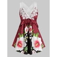 thumbnail image 1 of Más el tamaño de los encajes de ganchillo de la impresión floral del entrecruzamiento Tank Top Rosegal Camisetas sin mangas de talla grande, 1 of 5