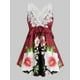 thumbnail image 1 of Más el tamaño de los encajes de ganchillo de la impresión floral del entrecruzamiento Tank Top Rosegal Camisetas sin mangas de talla grande, 1 of 5