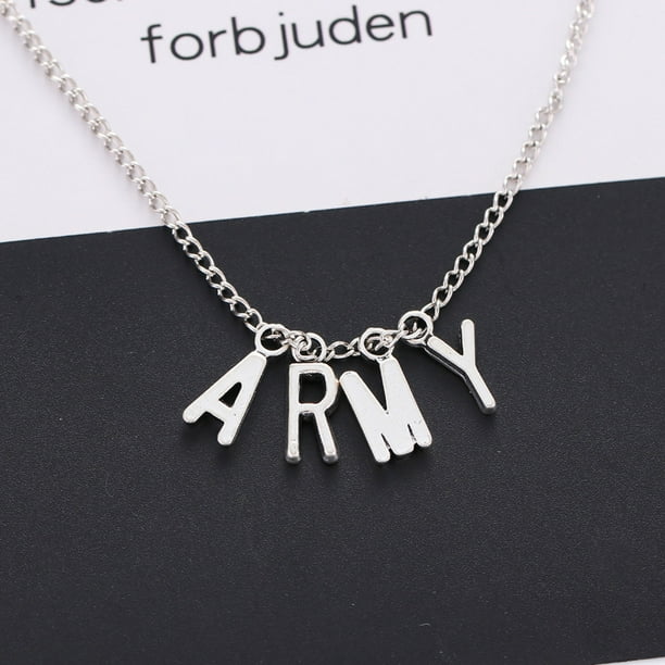 Joyeria Kpop Bts collar con letras del EJERCITO colgante de letras de moda Bangtan Boys A.R.M.Y accesorios Punk de moda Unisex para ninas JAMW Sencillez Walmart en linea