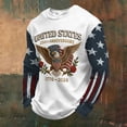 thumbnail image 2 of Mens 250 Anniversary USA Shirt Crewneck Waffle Sweatshirt American Flag Shirts with Eagle Long Sleeve Pullover Tops Fourth of July Outfit, 2 of 3