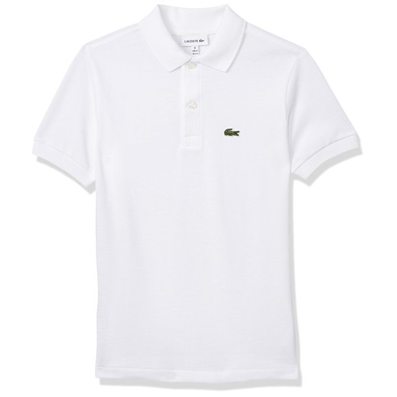 Lacoste Boy Short Sleeve Classic Pique Polo, White, 3