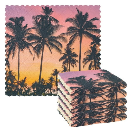 

6 Pieces of Kitchen Towels 11x11Inch Kitchen Dish Cloths Kitchen Dish Towels Reuseable Cleaning Cloths Pink Palm