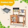 thumbnail image 3 of OLAKIDS Mud Kitchen for Kids Outdoor, Wooden Toddler Play Kitchen with Sink Faucet 12 Pots Chalkboard Stoves Storage Shelves, Children Potting Bench Table Pretend Toy Playset for Backyard Garden, 3 of 9