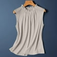 thumbnail image 4 of QHFBli Womens Silk Satin Tank Tops Business Casual Ruffle Trim Neck Sleeveless Summer Blouses Shirts, 4 of 5