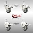 thumbnail image 2 of 3.5 Inch 316SS Gray Polyurethane Swivel 3/8 Inch Stem Caster Set Lock Brake SCC, 2 of 2