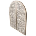 thumbnail image 6 of DecMode Brown Wooden Handmade Arched Floral Wall Decor with Intricate Carvings (2 Count), 6 of 8