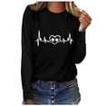 thumbnail image 5 of DDAPJ pyju Long Sleeve T-shirt for Women Dog Paw Heart Print Pullover Tops Teen Girls Cute Graphic Tees Loose Casual Round Neck Raglan Top Valentine's Day Fashion Gift Ideas Black L, 5 of 5