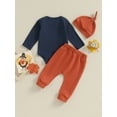 thumbnail image 3 of KelaJuan Baby Boy 3Pcs Thanksgiving Outfits Long Sleeve Turkey Print Romper + Pants + Hat Set Infant Clothes, 3 of 6