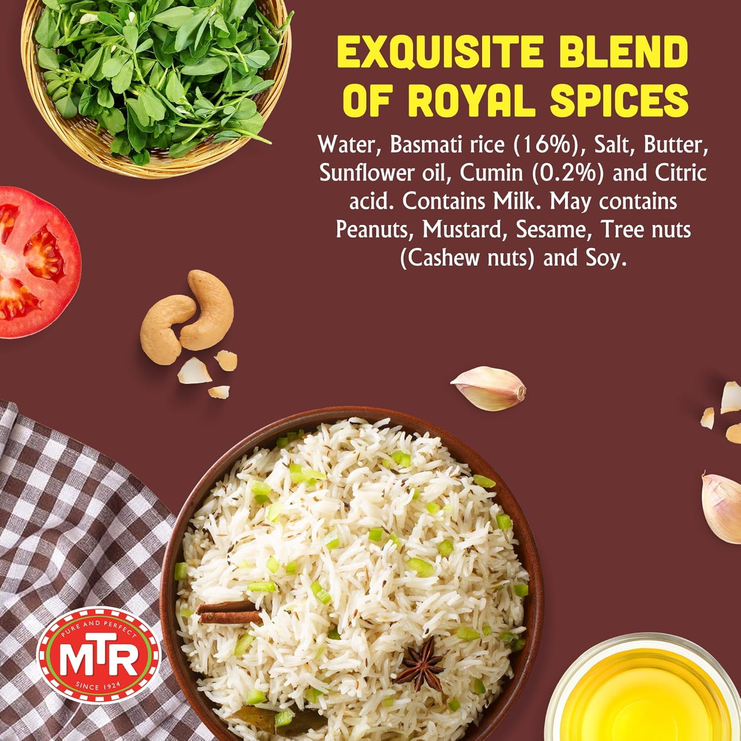 MTR Jeera Rice (250g, Pack of 6) – Cumin-Flavored Microwavable Indian Rice, Vegetarian, Ready in Minutes, Tasty & Nutritious Ready-to-Eat Meal