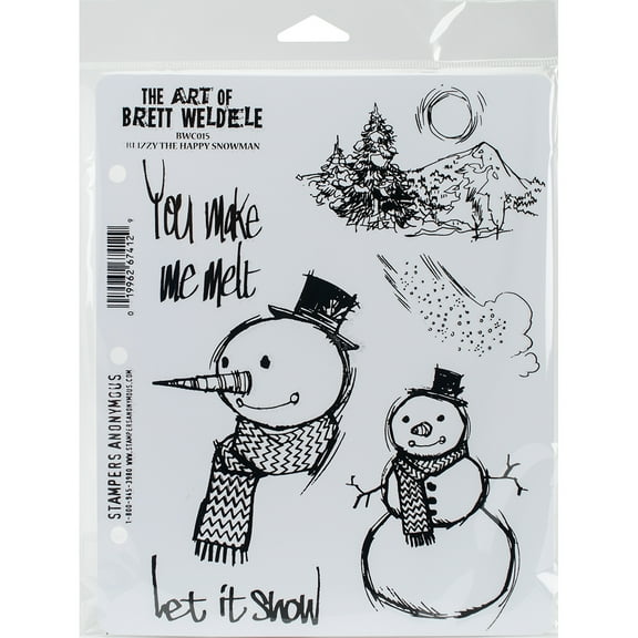 Stampers Anonymus Brett WeldeleStamp The Happy Snowman 7 x 8.5 BWC015