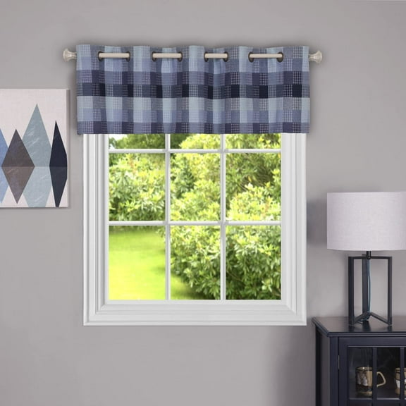 Achim Home Furnishings, Blue Harvard Grommet Valance, 58 by 14", 58 x 14