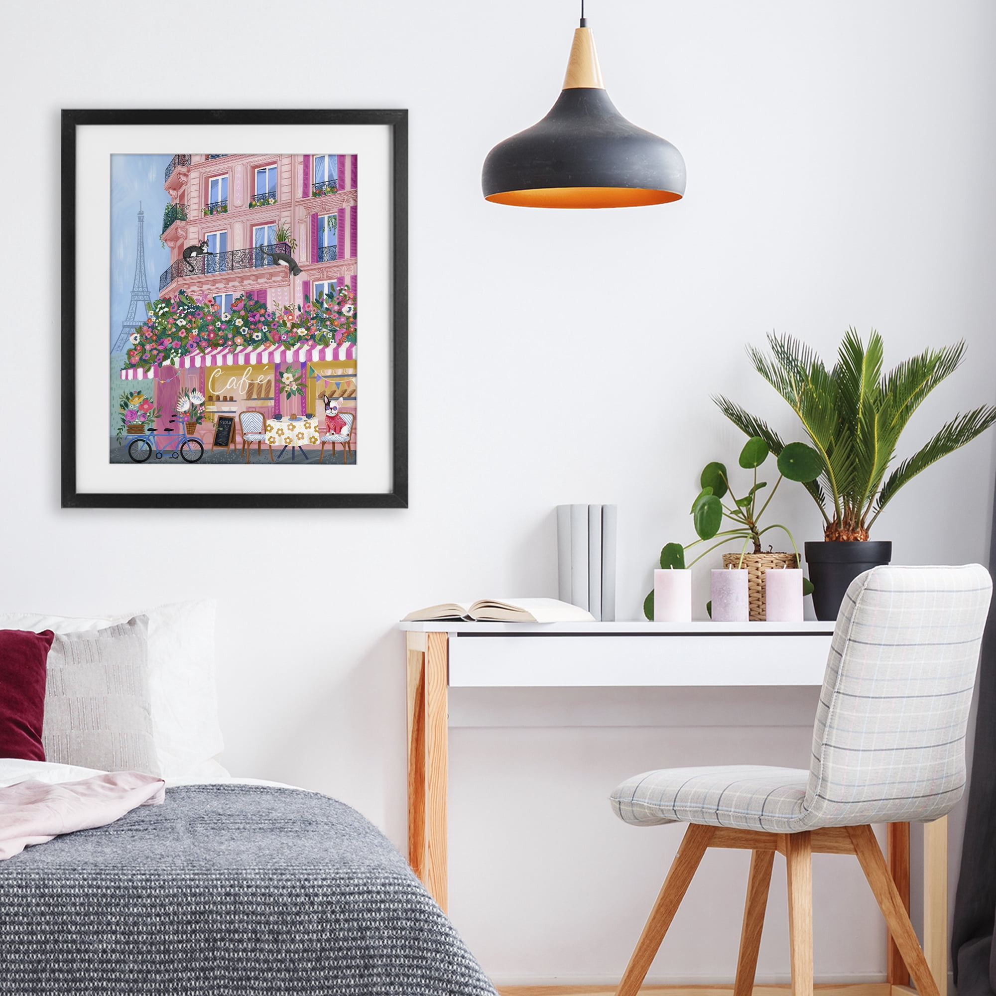 Stupell Industries Cats on Cafe Balcony Black Framed Print Under Glass, design by Arrolynn Weiderhold