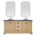 thumbnail image 2 of Hervas 72" Wood Double Bath Vanity & Mirror in Black Natural Celestite Marble, 2 of 19
