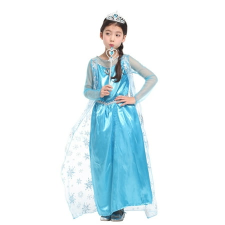 Petal Fairy Dress - Girls' Ice Princess Ela Dress-Up Costume Set with Fairy Wand, M