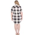 thumbnail image 3 of White Mark Short Sleeve Plaid Button-Down Dress, Women's Plus, 1X-3X, 3 of 6