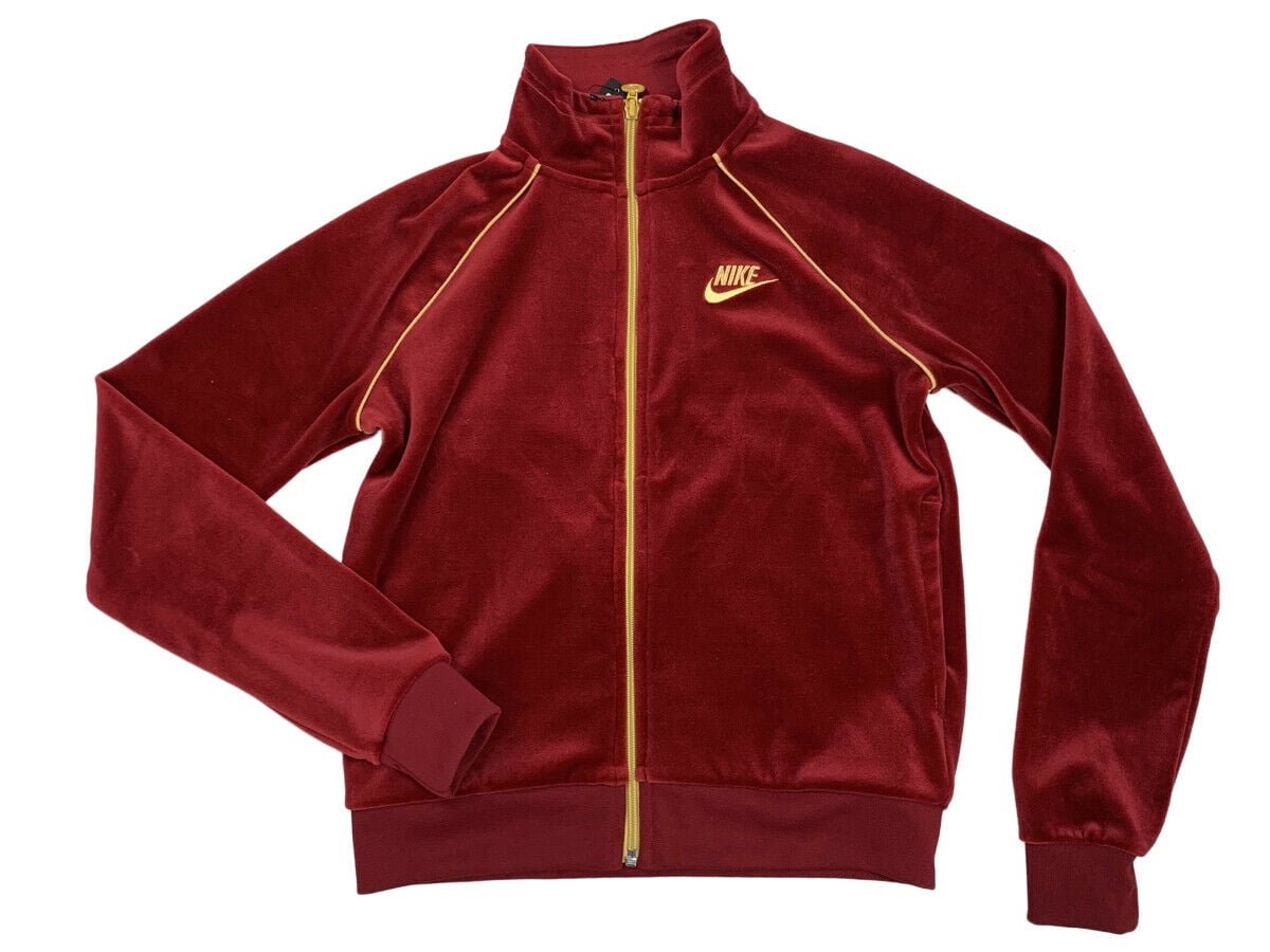 Nike Sportswear Womens Full Zip Embroidered Velour Jacket Red AQ7977-618 New (S) - Walmart.com