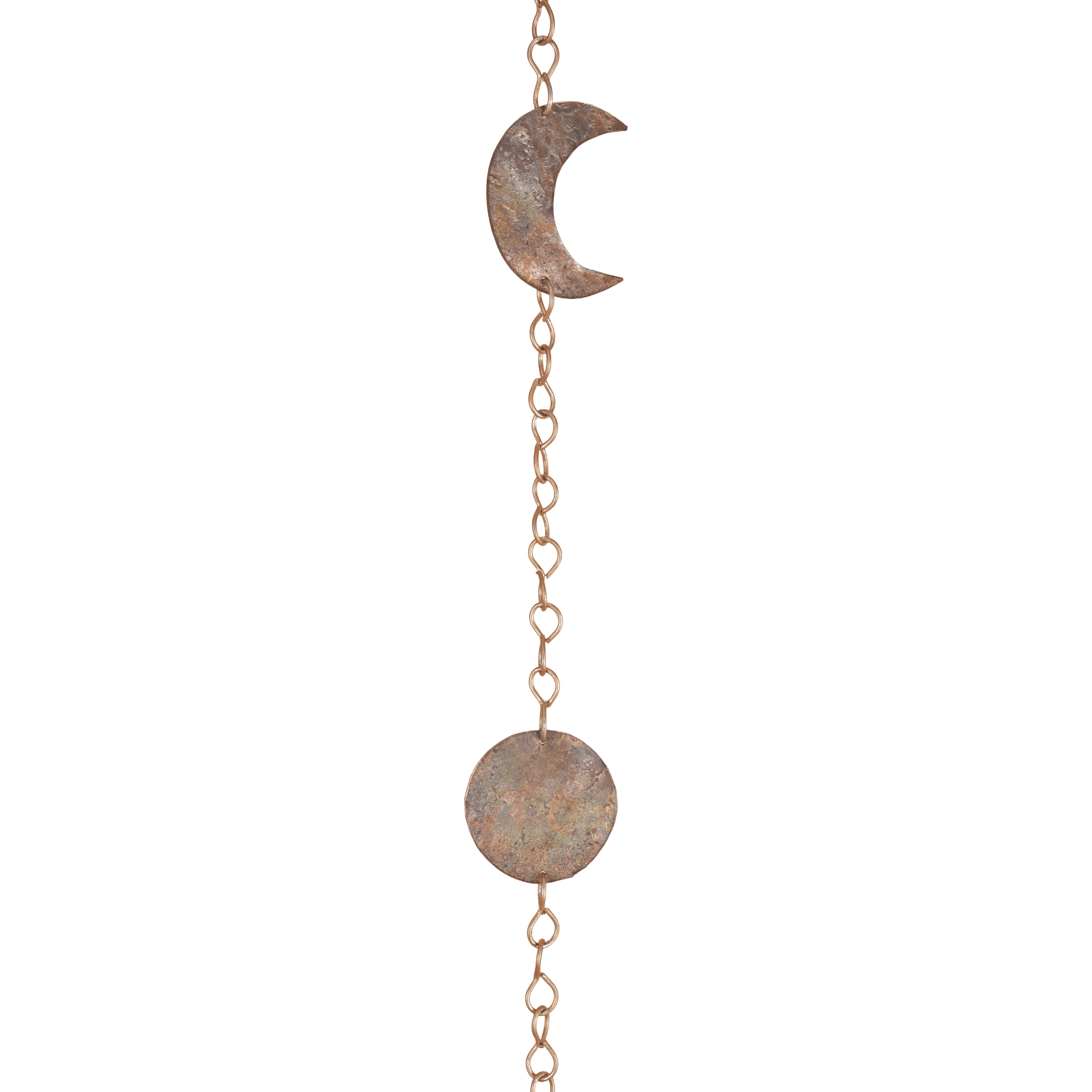 Moon Phase Hanging with Rustic Bell – 30 Inch Hammered Metal Wind Chime for Bedroom, Dorm, or Living Room – Boho Gold Celestial Decor for Cottagecore, Astrology Lovers, and Lunar-Inspired Spaces