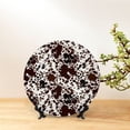 thumbnail image 6 of Daiia Cow Skin Printed Pattern Ceramic Plate Dinner Plates Bone China Decorative Plates with Display Stand Art Ceramic Ornaments for Wall Hanging Decoration-7in, 6 of 6