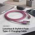 thumbnail image 4 of Powertek USB-A to USB-C Cable, Fast Charging Type-C Charger Cord, Durable Tangle-Resistant Sync Cable, Pink Glitter, 6FT, 4 of 7