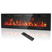 Dovov 60" Electric Fireplace Insert, Wall Mounted Recessed Fireplace Heater 750/1500W Ultra Thin Linear Fireplace with Remote Control, Touch Screen, Timer, 2 Heat Fans, Multicolor Flame