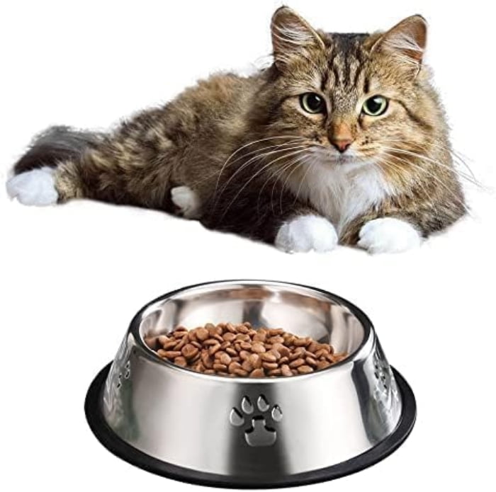 Kiibsot 2 Pack Stainless Steel Dog Bowls, Dog Feeding Dishes, Anti-Turn Over Pet Food Bowls with Rubber Base, Small Medium Large Pet Feeder for Food and Water