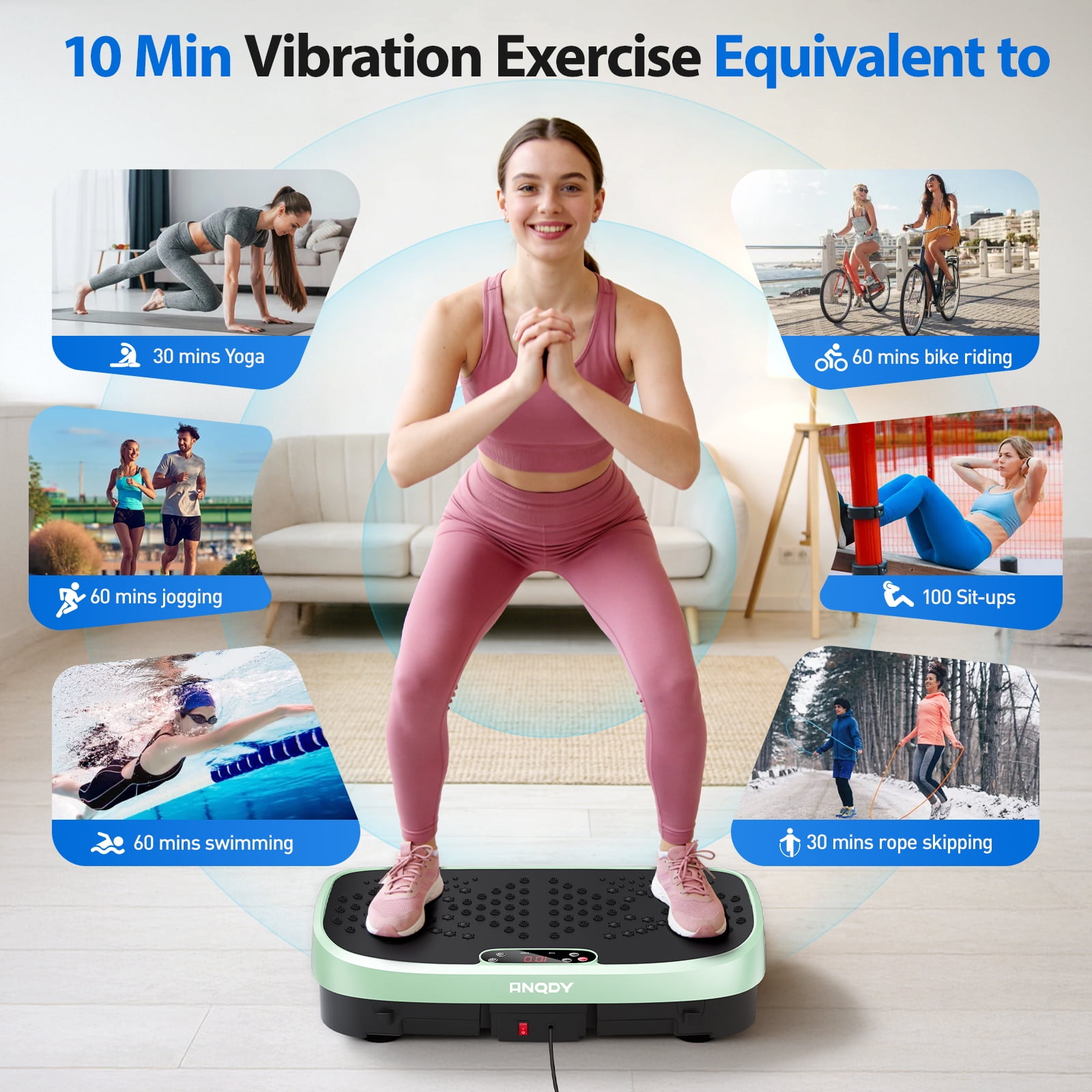 Anqdy Vibration Platform Exercise Machine Magnetic Acupoints Full Body for Lymphatic Drainage
