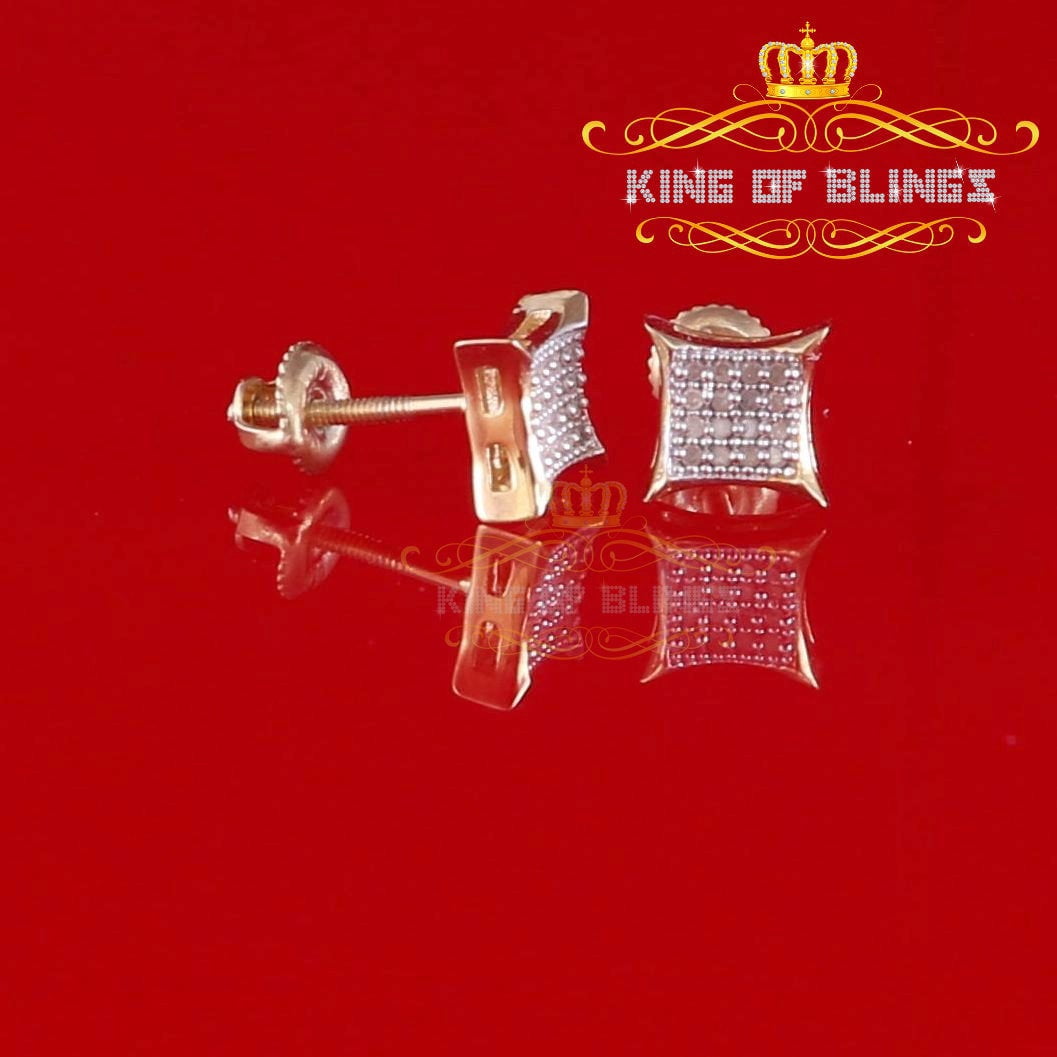 King of Bling's 0.10ct Diamond 925 Sterling Silver For Women's & Men's Yellow Kite Stud Earrings