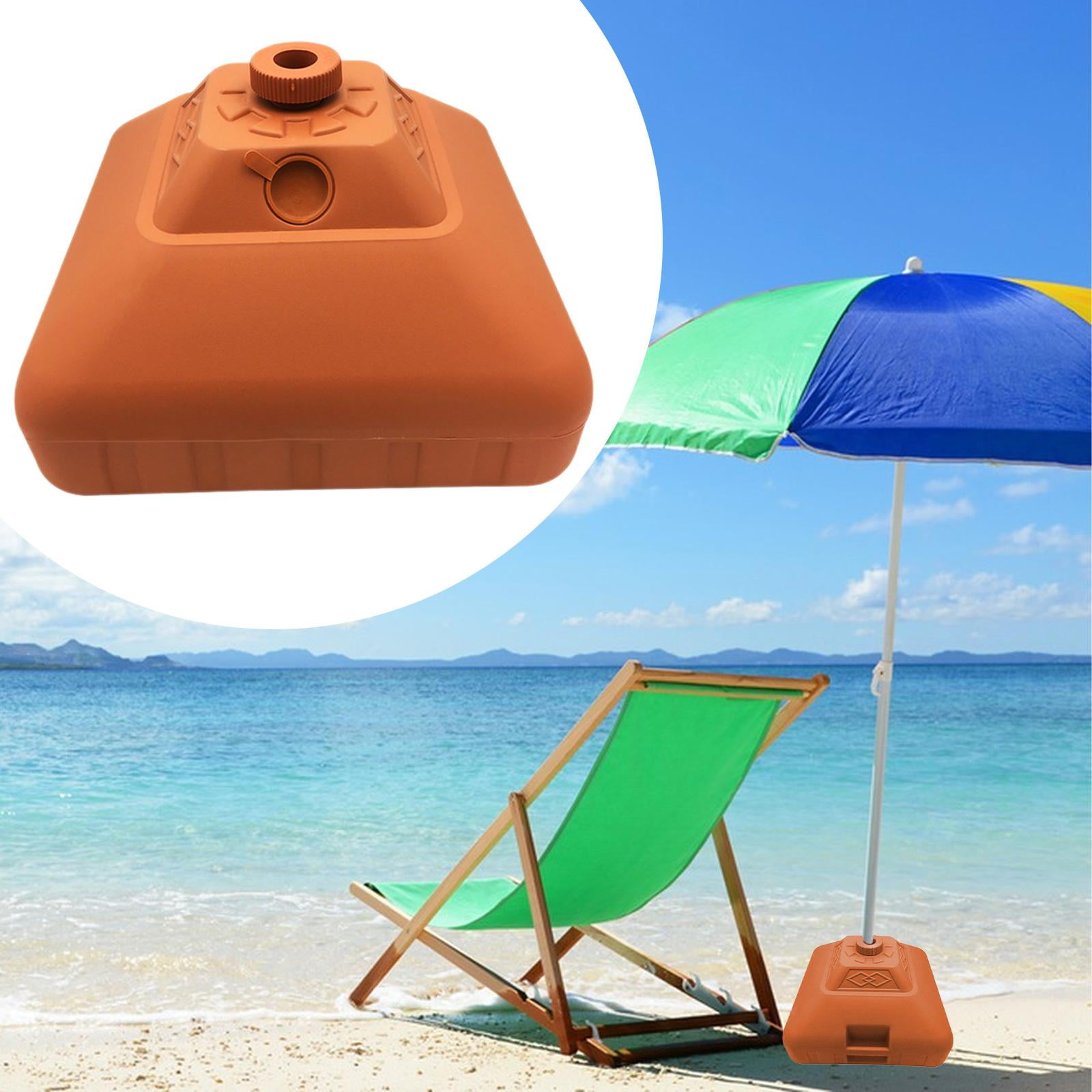 SunniMix Water Fillable Umbrella Base Parasol Holder, Square Patio Umbrella Holder Outdoor Umbrella Stand for Yard Lawn Beach Poolside Orange