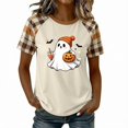 thumbnail image 2 of QINGFSAP Women's Halloween Graphic T-Shirt Casual Raglan Short Sleeve Top Loose Fit Crewneck Tee Blouse, 2 of 5