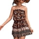 thumbnail image 1 of Vestido corto con estampado floral para mujer, suave, elegante, con dobladillo suelto, sin tirantes, con hombros descubiertos, para fiestas, compras, color negro, XL, 1 of 5