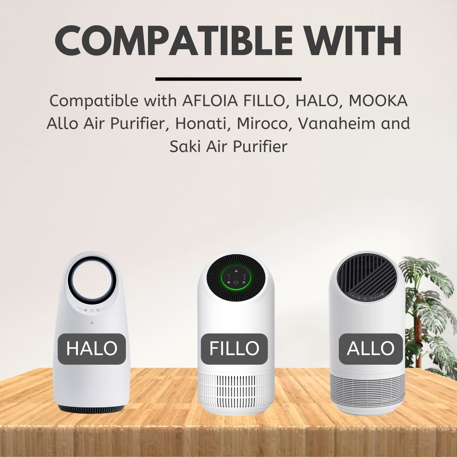 Nispira Allo 3-in-1 True HEPA Filter + Carbon Compatible with MOOKA Allo and Honati Air Purifier, Miroco, Vanaheim and Saki Air Purifier, 3 Filters