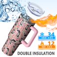 thumbnail image 5 of OBREWU Pink Border Collie Dog and Flower Floral Tumbler with Handle and Lid,Pink Border Collie Dog and Flower Floral 40oz Double Wall Vacuum Insulated Tumbler,Cups Gift for Women and Men, 5 of 7