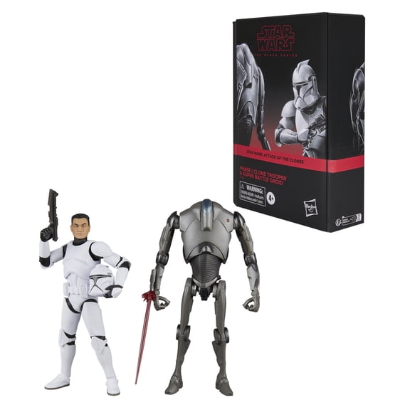 Star Wars The Black Series Phase I Clone Trooper & Super Battle Droid Action Figures (6”)