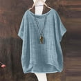 thumbnail image 5 of Fanxing Cotton Linen Tops for Women Loose Fit Beach Casual Work Tops 2025 Summer Short Sleeve Blouse S-2XL, 5 of 5