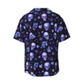 thumbnail image 6 of Lsque Skull flower leaf purple print Men's Cuban Collar Short Sleeve Shirt Summer Beachwear Casual Button Down Fashionable Vacation Leisure Shirt-4X-Large, 6 of 7
