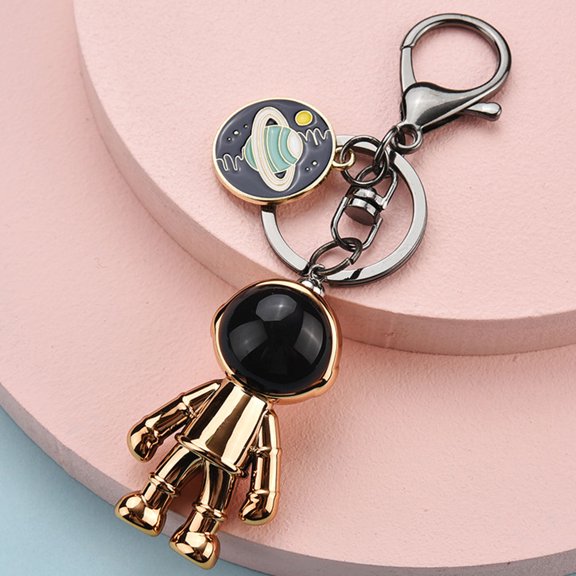 Raindrops Golden Metal Astronaut Shape Key Chain Perfect for Decoration and Bag Pendant 4.5 Inches