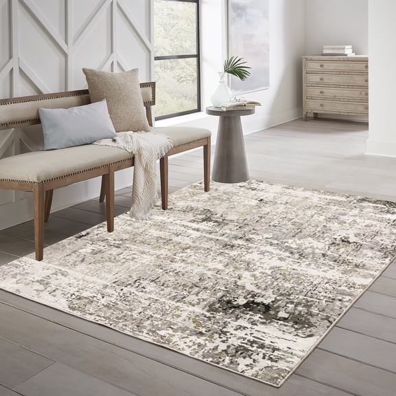 Style Haven  Nelson Distressed Abstract Beige/ Grey Indoor Area Rug 5' 3" x 7' 6" - Rectangle