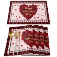 thumbnail image 1 of manteles individuales de San Valentín con diseño de corazones para la mesa del comedor, de algodón y lino, lavables, con cuadros rojos de búfalo, 30 x 45 cm., 1 of 6