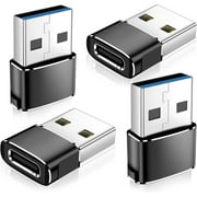 4Pack Upgraded USB to USB C Adapter,Type-C Female to A Male Car Charger OTG Converter for Apple Watch Ultra 8 9 10,iPhone 16 15 14 13 Pro Max,Samsung S24,Nintendo Switch,AirPods,iPad,Car