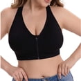 thumbnail image 3 of WAGUTH Plus Size Front Zip Sports Bra for Women Racerback Medium Support Seamless Workout Yoga Bralette,Black,5XL, 3 of 7
