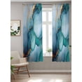 thumbnail image 2 of Teal Blue Marble Curtains 72 Inch Length, Sheer Curtains for Bedroom Living Room Window Abstract Artwork Aesthetic Rod Pocket Voile Drapes Kitchen Curtains Small Half Window 52"x72" 2 Panels, 2 of 6
