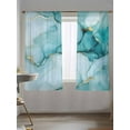thumbnail image 4 of Turquoise Marble Semi Sheer Window Curtains 63 Inches Long, Abstract Modern Art Marble Crack Rod Pocket Voile Silky Chiffon Curtain Treatment Drapes for Kitchen, Living Room, 52"x63", 2 Panels, 4 of 9
